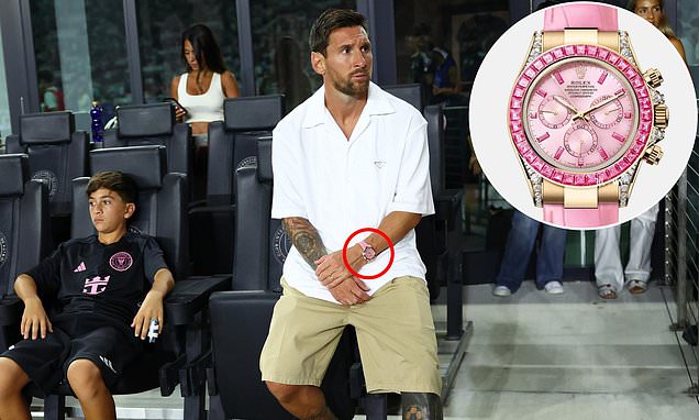 Lionel Messi spotted wearing '$2m' watch on Inter Miami sidelines... and there's only 10 of them in the world! | Daily Mail Online
