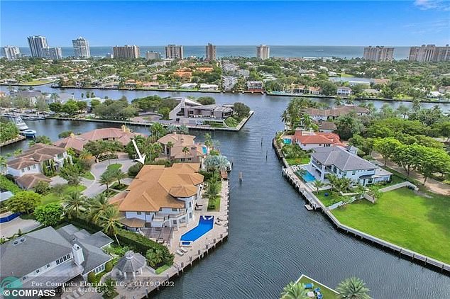 The property features 10 bedrooms, a spa room, two boat docks and a swimming pool